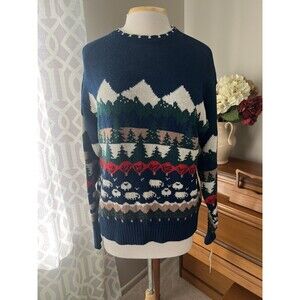 Vintage PENDLETON Scenic Mountain Sweater, Wool, Crew Neck, Medium, NEW!